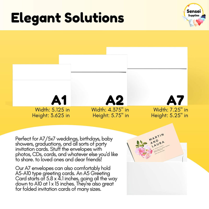 [Australia - AusPower] - 55 5x7 White Invitation Envelopes - for 5x7 Cards - A7 - (5 ¼ x 7 ¼ inches) - Perfect for Weddings, Graduations, Baby Showers - 120 GSM - 32lb/80lb Text - Peel, Press & Self Seal - Square Flap 55 