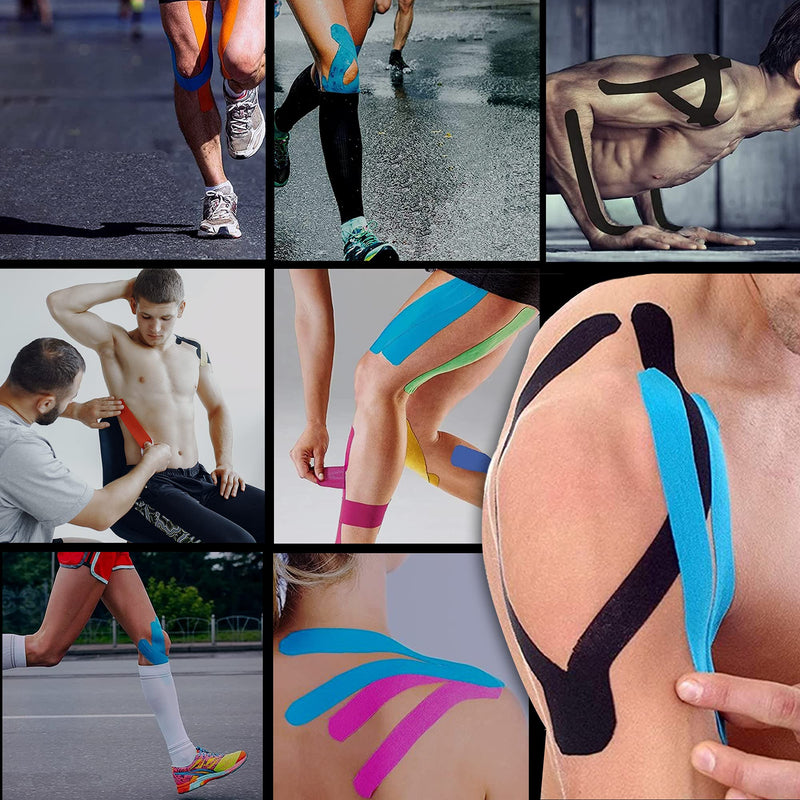[Australia - AusPower] - EVERLIT [4-Pack] Pre-Cut Elastic Cotton Kinesiology Therapeutic Athletic Sports Tape, for Pain Relief and Support, 80 Precut 10” Strips (Pink) Pink 