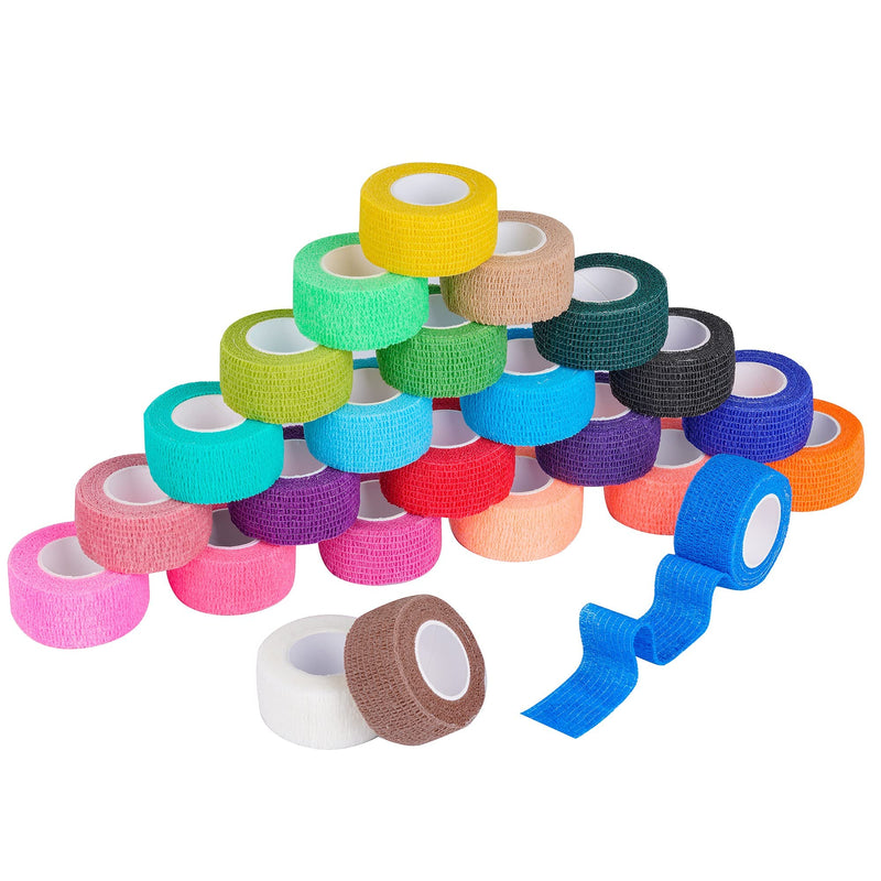 [Australia - AusPower] - 48 Pack 1 Inch X 5 Yards Self Adherent Bandages Wrap Cohesive Wrap Bandages,First Aid Tape,Elastic Self Adhesive Tape,Athletic Tape,Sports wrap Tape for Sports,Wrist,Ankle (Rainbow Color/24 Colors) 