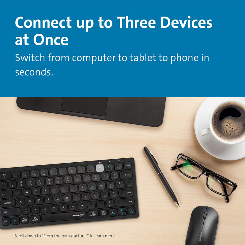 [Australia - AusPower] - Kensington Multi-Device Dual Wireless Compact Keyboard - Black (K75502US) Compact Wireless 