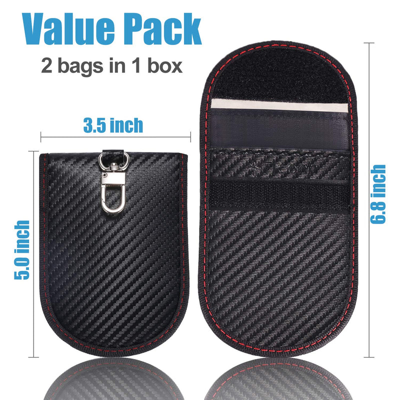 [Australia - AusPower] - Faraday Bag for Key Fob (2 Pack), TICONN Faraday Cage Protector - Car RFID Signal Blocking, Anti-Theft Pouch, Anti-Hacking Case Blocker (Carbon Fiber Texture) 