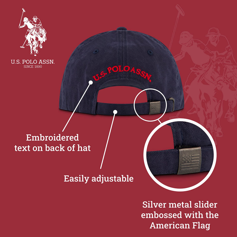 [Australia - AusPower] - U.S. Polo Assn. Mens Mens Washed Twill Cotton Adjustable Baseball Hat with Pony Logo and Curved Brim One Size Navy Blue 