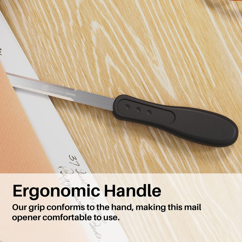 [Australia - AusPower] - Uncommon Desks Office Letter Opener - Multi-Pack, Stainless Steel Blade, Ergonomic Grip Handle (Black, 6 Pieces) 6 Pack Black 