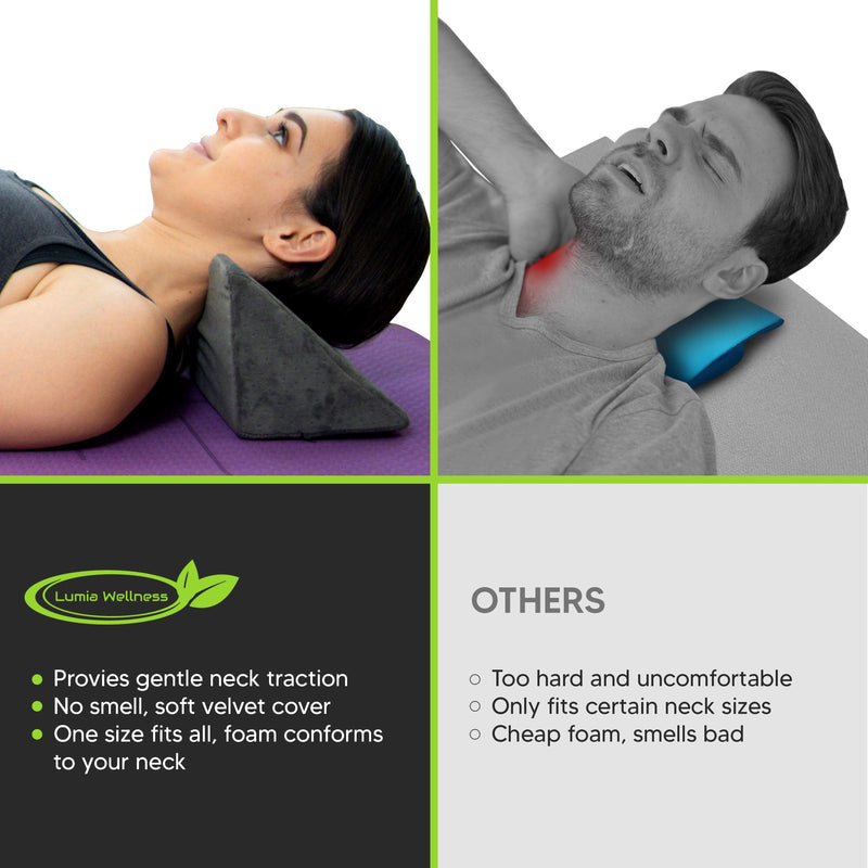 [Australia - AusPower] - Lumia Wellness Cervical Traction Wedge Pillow - Neck and Shoulder Relaxer, Cervical Spinal Correction, TMJ Pain Relief, Chiropractic Stretcher 