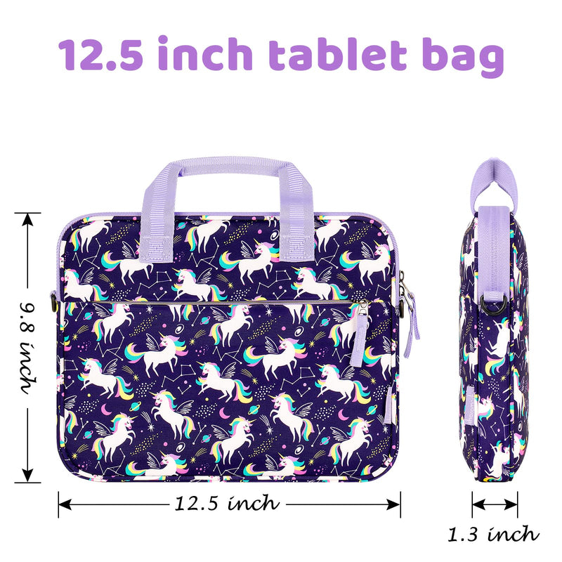 [Australia - AusPower] - Choco Mocha Tablet Bag for Kids（10inch & 12.5inch） 12.5inch（12.5 x 9.8 x 1.3） Unicorn-Purple 12.5inch 
