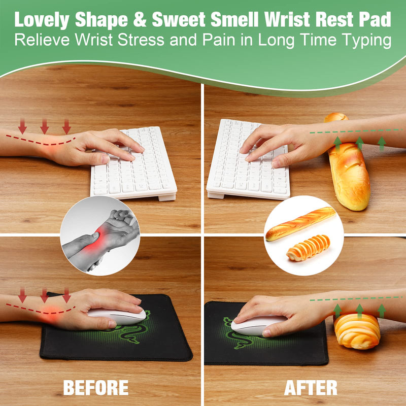 [Australia - AusPower] - 2 Pieces Keyboard Mouse Wrist Rest Pad Wrist Rest Support Funny Desk Wrist Pad Toast Bread Keyboard Rest Cute Wrist Cushion for Keyboard Typing (13.4 x 2.2 x 1.6/ 5.9 x 1.6 x 2.4 Inch, Mixed Style) 13.4 x 2.2 x 1.6/ 5.9 x 1.6 x 2.4 Inch 