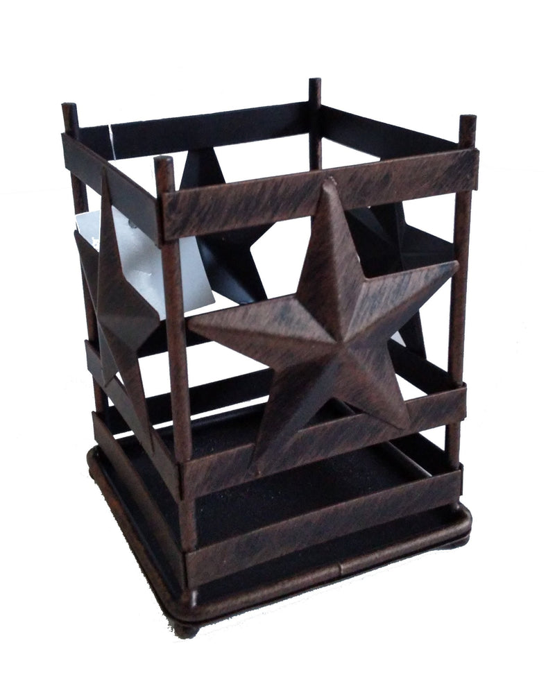 [Australia - AusPower] - Rustic Metal Star Desk Organizer Container (4.5" L x 3.2" W x 4.5" H, Metal) 