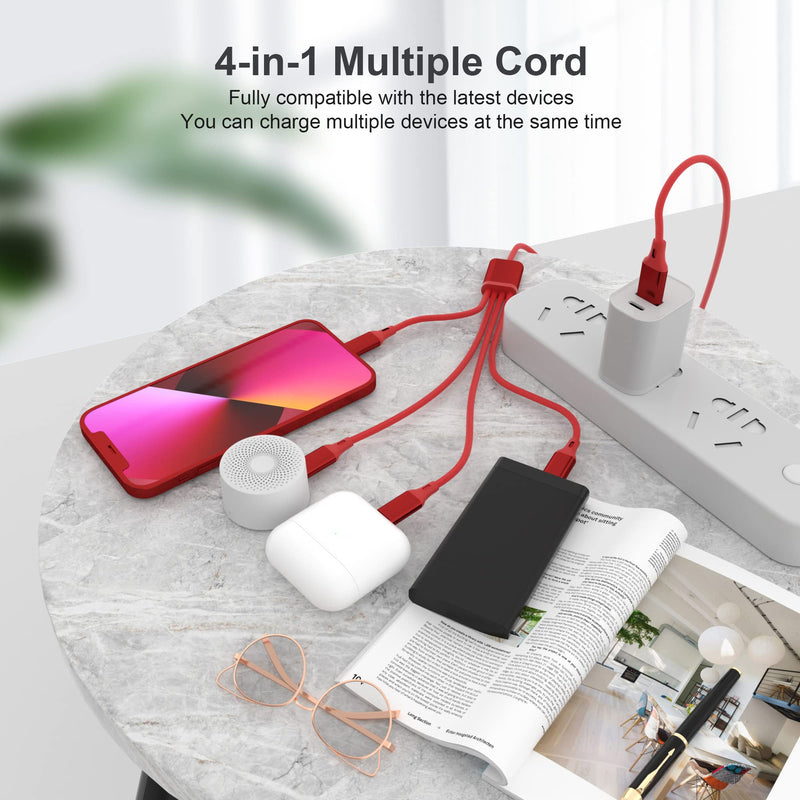 [Australia - AusPower] - 10 Ft Multi 4 in 1 USB Long iPhone Charging Cable, Nylon PD 6A Fast Charging Universal Charging Cord USB C/Micro USB/Lightning2 Connector Adapter for Android/Apple/Samsung/LG/Pixel/Huawei 