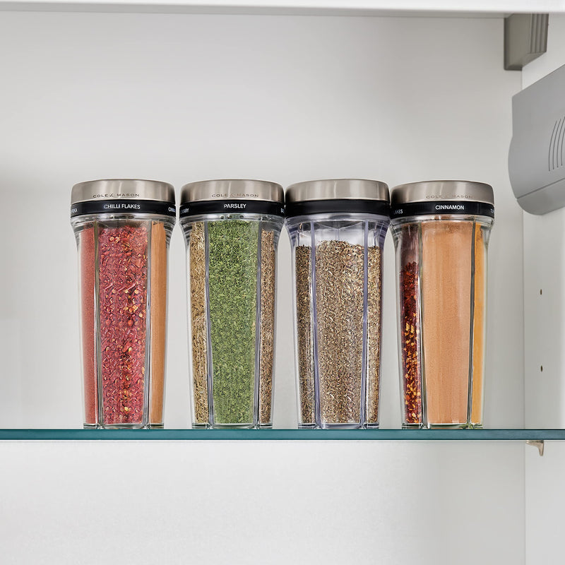 [Australia - AusPower] - Cole & Mason Saunderton Spice Storage & Shaker, Five Empty Spice Shakers,Clear, Silver 