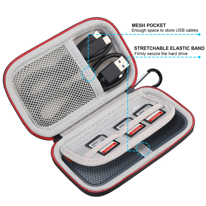 [Australia - AusPower] - Lacdo Hard Carrying Case for SanDisk Extreme Portable External SSD SDSSDE60 SDSSDE61 250GB 500GB 1TB 2TB 4TB USB-C Solid State Drive EVA Shockproof Water Repellent Protective Storage Travel Bag, Black 