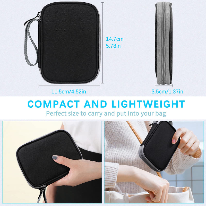 [Australia - AusPower] - FYY Hard Drive Carrying Case, Handy Cable Organizer Bag Portable Soft Travel Electronic Pouch for Hard Drive, MagSafe, Charger, USB C Hub, Type C Hub, Earphone with Detachable Wrist Strap, Black Single Layer-XS 