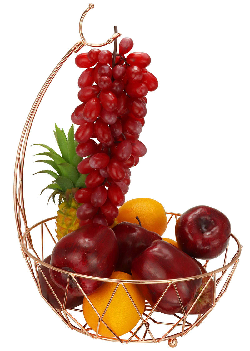 [Australia - AusPower] - RosyLine，Fruit Basket + Banana holder, Elegant Fruit Bowl with Banana Tree Hanger, (rose gold) Rose Gold 