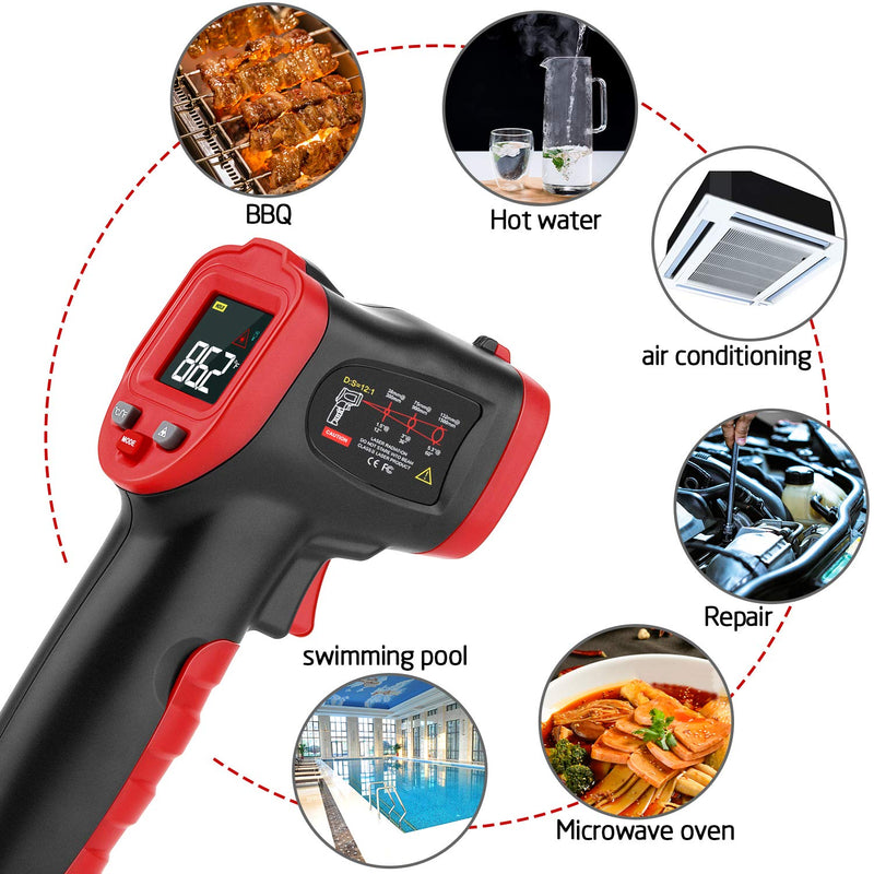 [Australia - AusPower] - Digital Laser Infrared Thermometer Cooking Gun Handheld Temp Gun with Alarm Function, Non-Human Laser IR Thermometer for Kitchen,BBQ, Objects, Water & Industrial, -58℉~1112℉ -58℉~1112℉ 