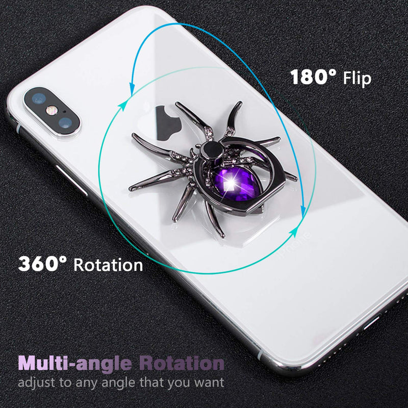 [Australia - AusPower] - Spider Phone Ring Holder Stand, Allengel Animal Sparkle Phone Ring Finger Ring Grip Rhinestone Phone Holder for All Smartphone (Purple) Purple 