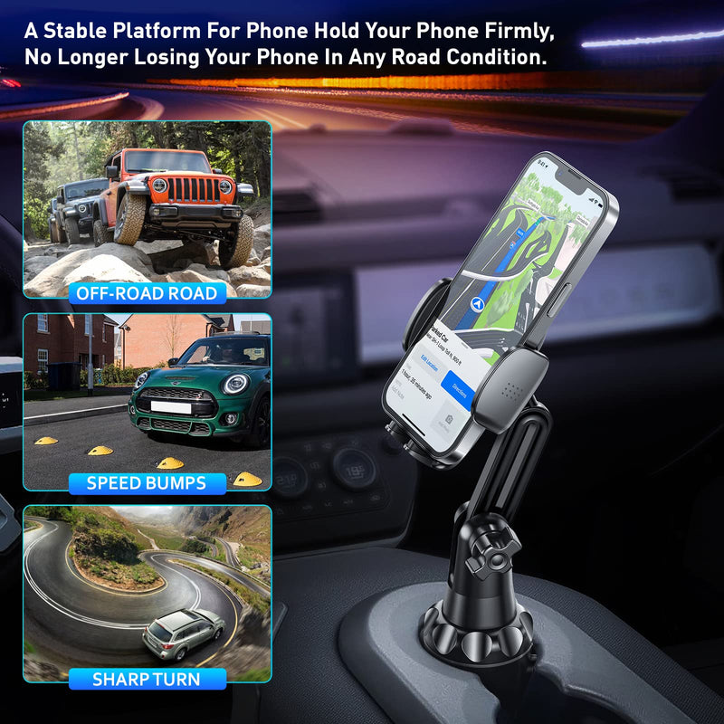 [Australia - AusPower] - Cup Holder Phone Mount, TOPGO Automobile Cup Holder Smart Phone Cradle with Adjustable Neck [Bumpy Road Friendly & Super Stable] for iPhone 13/12/11 Pro Samsung All Phones & Cars 