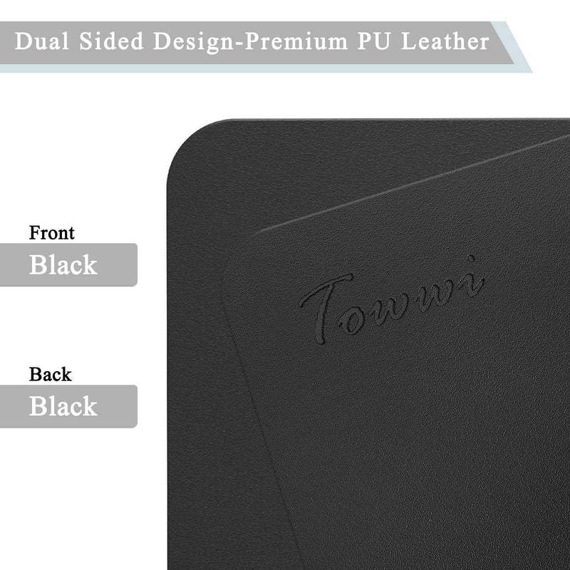 [Australia - AusPower] - TOWWI Dual Sided Desk Pad, 24" x 14" PU Leather Desk Mat, Waterproof Desk Blotter Protector Mouse Pad (Black) Black 24" x 14" 