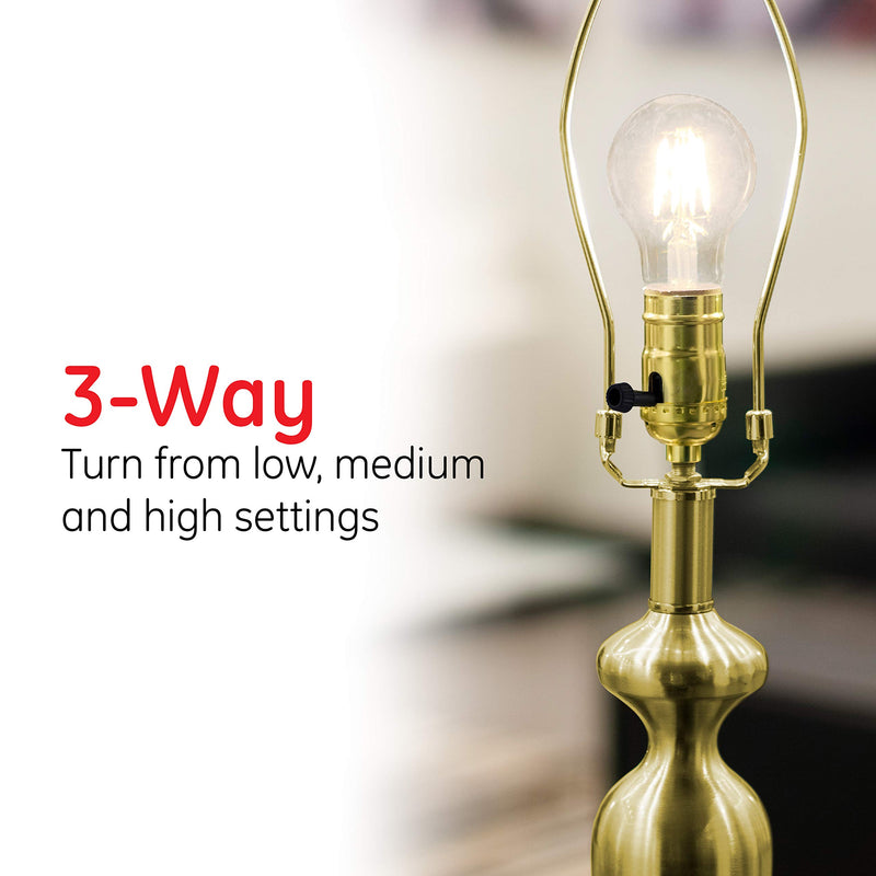 [Australia - AusPower] - Power Gear 3-Way Lamp Socket, Medium Base, Turn for Low-Medium-High Light Settings, For Floor and Table Lamps, DIY Project, UL Listed, Brushed Gold, 54372 