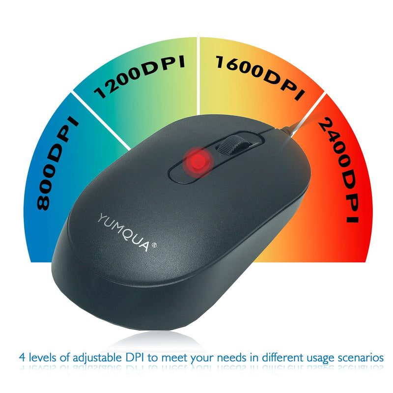 [Australia - AusPower] - 3 Pack USB Wired Computer Mouse, YUMQUA M104 Silent Optical Corded Mouse Mice Bulk for Laptop PC Chromebook, Black 