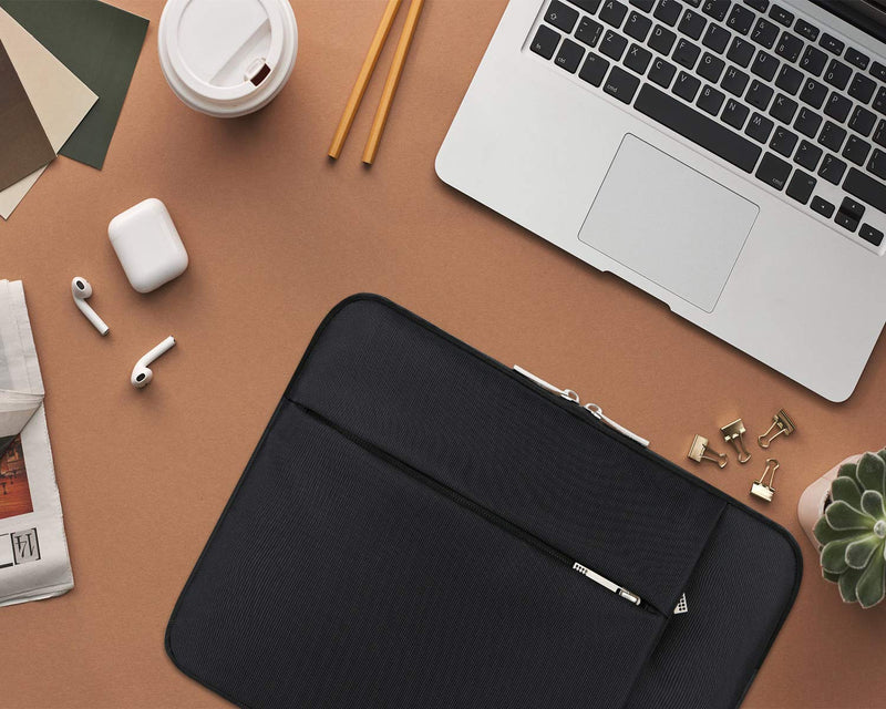[Australia - AusPower] - Lacdo Laptop Sleeve Case for 15 inch New MacBook Air M2 2023 A2941, 15 inch MacBook Pro A1990 A1707, Dell XPS 15 Plus 2022-2020 Computer Bag with Accessory Pocket, Shockproof, Water-Resistant, Black New MacBook Air 15 Inch 