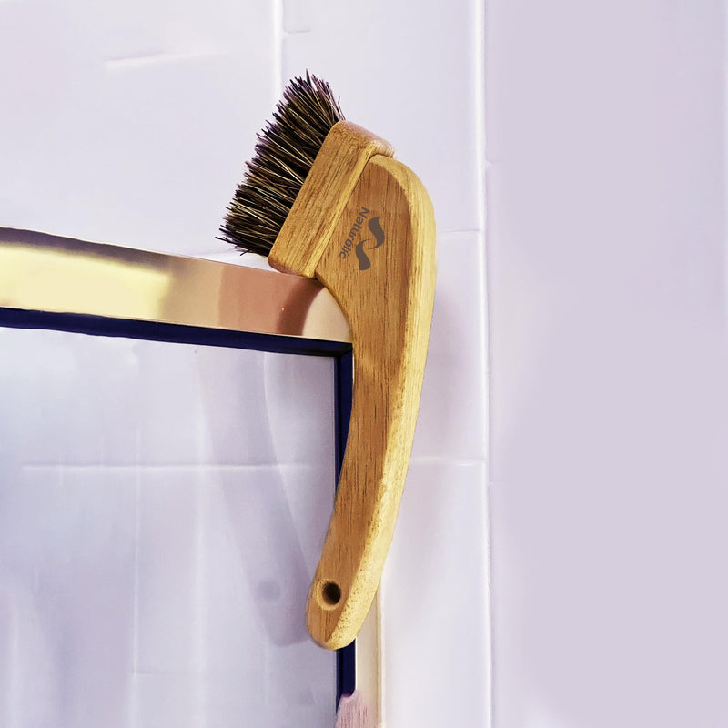 [Australia - AusPower] - Naturolic All-Natural Grout Brush Set | Palmyra and Tampico Bristles | Multi-Surface Deep Cleaner for Grout, Tile, Shower, Bathtub, Countertop | Eco Friendly Cleaning Products | Pack of 2 