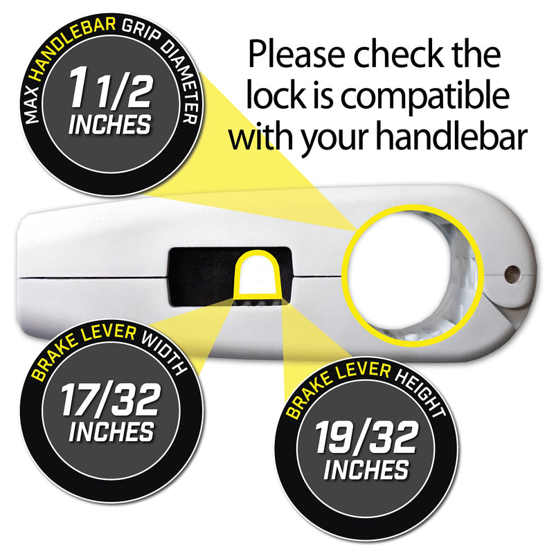 [Australia - AusPower] - Throttle Motorcycle Locks Anti Theft Handlebar Lock by Aerofast. Best Heavy Duty, Motorcycle Anti Theft Lock for Your Motorbike, ATV, Dirt Bike and Scooter - (White) White 