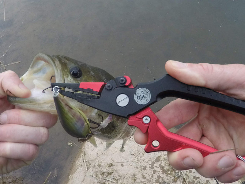 [Australia - AusPower] - Kraken Bass Fishing Pliers with Hook Sharpener Line Cutters, Split Ring Opener, Light Weight Aluminum, Waterproof, Sheath & Lanyard with Diamond Stone Fish Gear. 