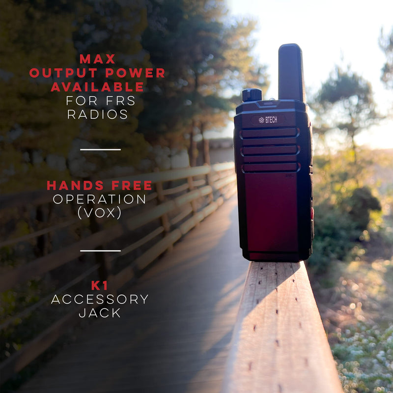 [Australia - AusPower] - BTECH FRS-B1 2 Pack FRS Walkie Talkies, NOAA, High Output Two-Way Radio. Full Kit with Earpiece Kit, Holsters, Desktop Charger, Built in Flashlight, NOAA, and More 