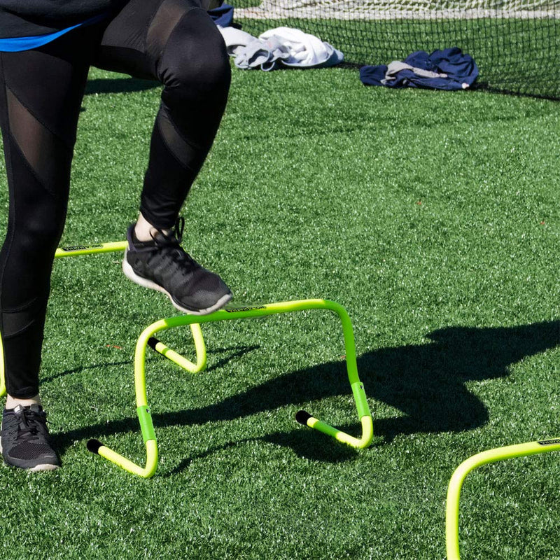 [Australia - AusPower] - HolaHatha Football and Soccer Training Sports Equipment Speed Agility Hurdle 8 to 11.8” Height Adjustable, Easy Storage - Bright Green 