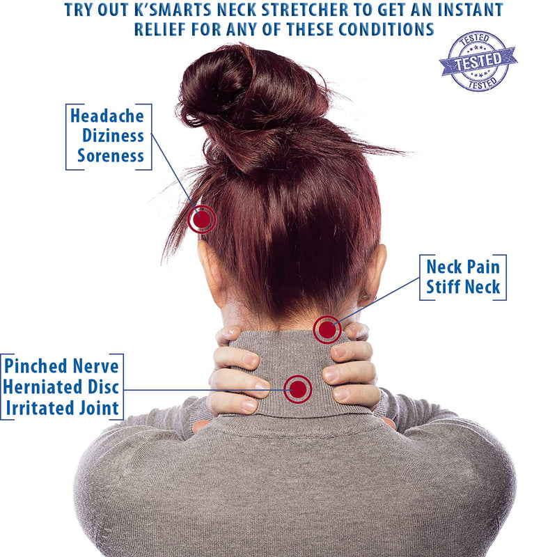 [Australia - AusPower] - Pinched Nerve Neck Stretcher Cervical Traction Device for Home Pain Treatment | Inflatable Spinal Decompression Collar Unit Muscle Strain Injury Relief | Herniated Disc Problems Remedy Kit (Blue) Blue 
