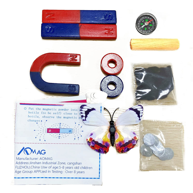 [Australia - AusPower] - Physics Science Magnets Kit for Education Science Experiment Tools Icluding Bar/Ring/Horseshoe/Compass Magnets 