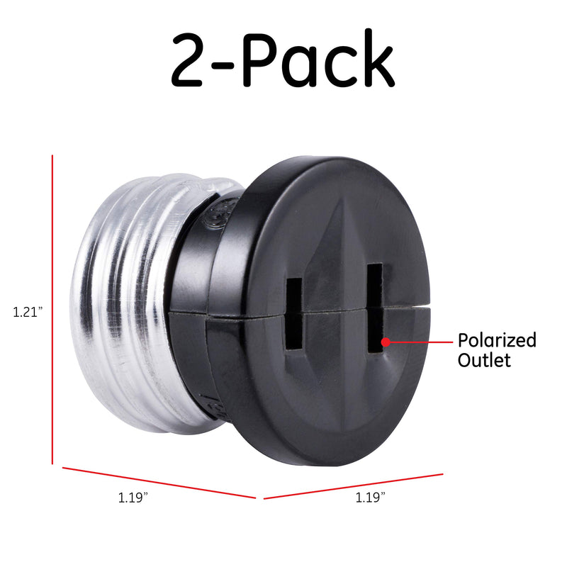 [Australia - AusPower] - Power Gear Polarized Handy Plug, 2 Pack, Easy to Install, 2-Prong, Convert Light Bulb to Outlet Socket Adapter, UL Listed, Black, 54276 