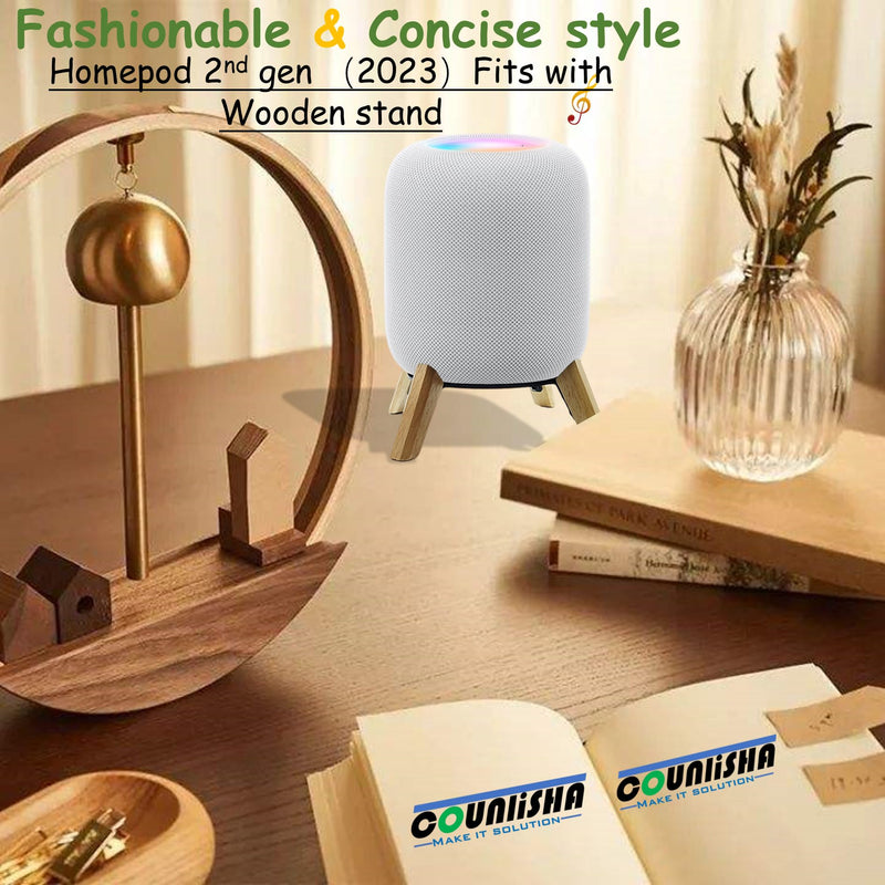 [Australia - AusPower] - Real Wood Stand for Homepod 2nd gen (2023 Released), Sturdy Wooden Holder with Metal Frame,Safe Stable Mount Protect Home pod 2nd Speaker for Sound Better (White Oak) white Oak 