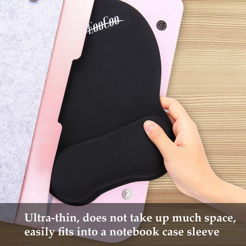 [Australia - AusPower] - EooCoo Ergonomic Mouse Pad with Wrist Support, Non-Slip Base Mouse Mat for Internet Cafe, Home & Office Memory Foam Black 