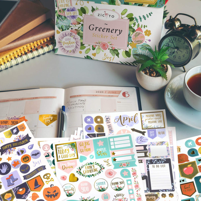 [Australia - AusPower] - Aesthetic Greenery Planner Stickers - 1100+ Stunning Gold Foil Design Accessories Enhance and Simplify Your Planner, Journal and Calendar 