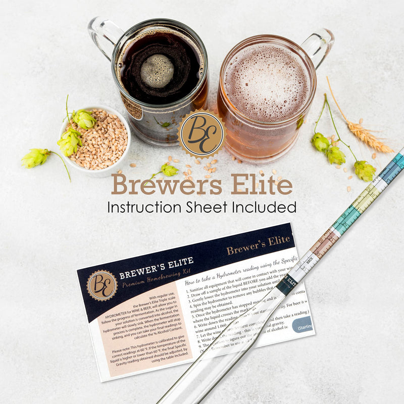 [Australia - AusPower] - Brewer's Elite Hydrometer - for Home Brew Beer, Wine, Mead and Kombucha - Deluxe Triple Scale Set, Hardcase and Cloth - Specific Gravity ABV Tester Hydrometer Set 