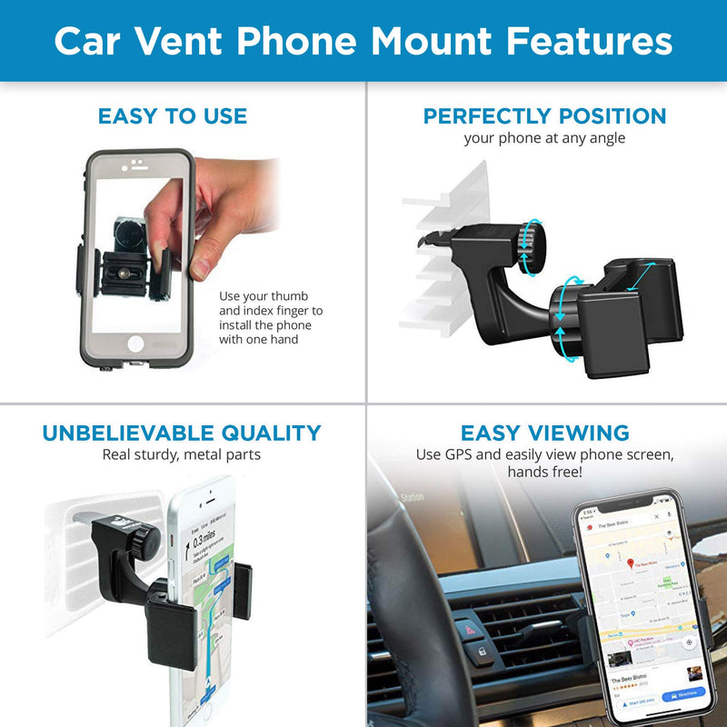 [Australia - AusPower] - SQUARE JELLYFISH Air Vent Phone Mount for Car - Cell Phone Holder for Car Vent - Premium Quality Car Phone Holder - Compatible with All iPhone and Android Smartphones - USA Veteran Owned Company Car Vent Phone Mount 