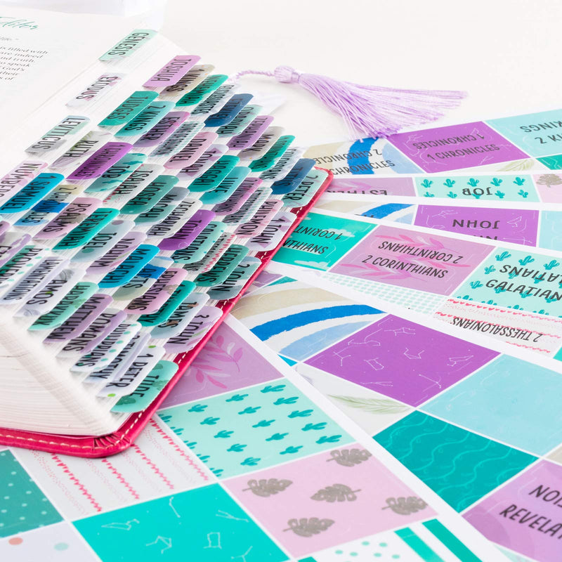 [Australia - AusPower] - Laminated Bible Tabs for Women and Girls (Large Print, Easy to Read), Women Bible Journaling Book Tabs, Christian Gift, 90 Colorful Bible Tabs Old and New Testament, Includes 24 Blank Tabs Space 