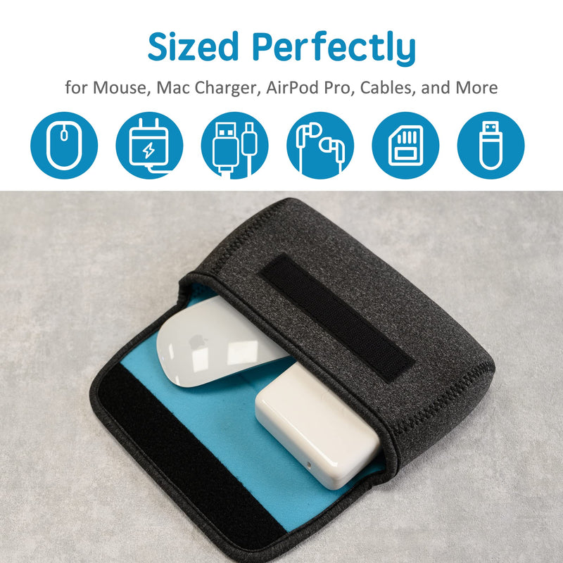 [Australia - AusPower] - QUESTON Storage Pouch Bag Cases for Accessories MacBook Laptop Power Adapter, Wireless Mouse, iPhone Chargers, Cellphone, Power Bank, Cord, Travel Cable Electronic Organizer (Deep Gray) Medium Deep gray/blue 