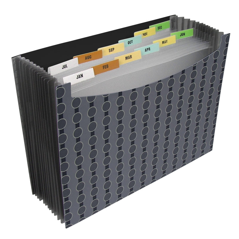[Australia - AusPower] - C-Line 13-Pocket Stand-Up Expanding File, Letter Size, 1 Expanding File, Fashion Circle Series, Black/Gray (56212) 