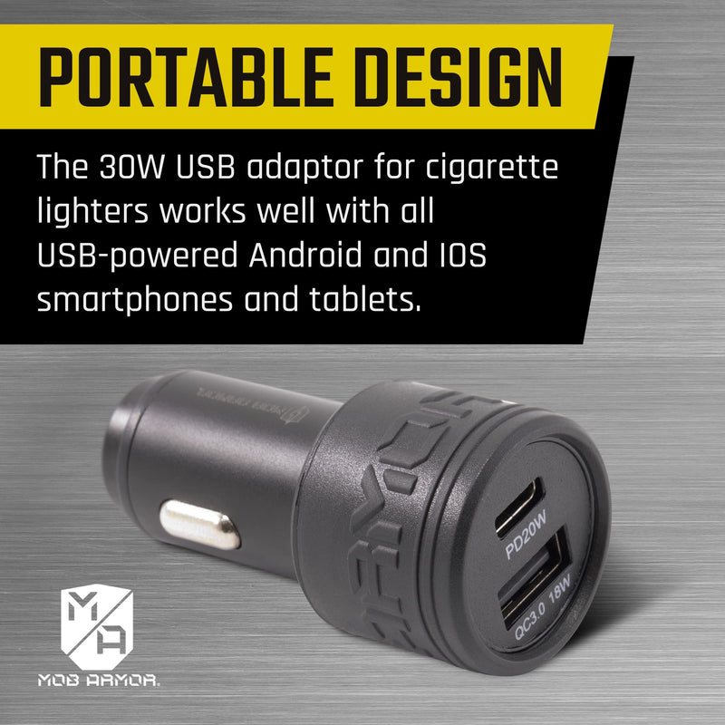 [Australia - AusPower] - Mob Armor 38w Dual USB Quick-Charge USB A + USB C Car Charger - Fast Charging Car Charger - Adapter - Car Charger Adapter - USB Car Charger - Car Phone Charger - Phone Charger C Type & A Type (Black) 