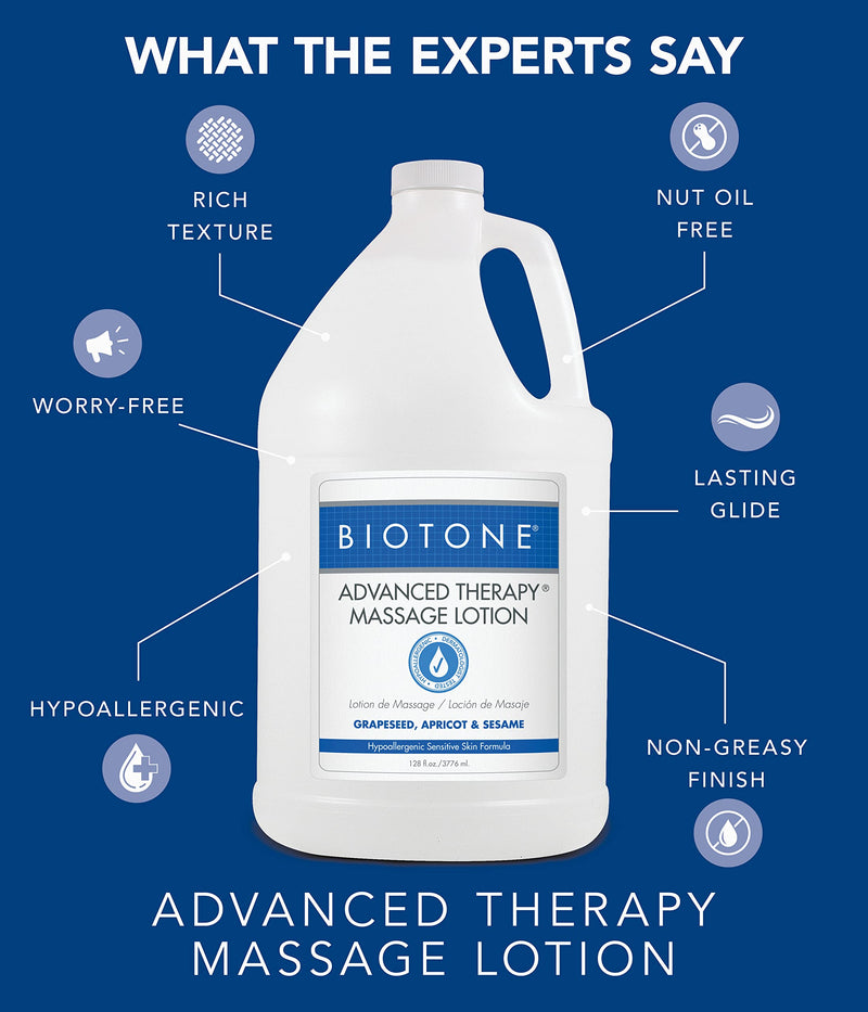[Australia - AusPower] - BIOTONE Advanced Therapy Massage Lotion, Hypoallergenic and Fragrance-Free, More Glide and Workability, Absorbs for a Non-Greasy Finish 8 Fl Oz (Pack of 1) 