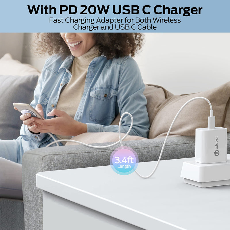 [Australia - AusPower] - Magnetic Wireless Charger, iClever iPhone 12 Charger, 3.4Ft Cable with Type C PD 20W Adapter, Fast Wireless Charging Pad Compatible with iPhone 13/13 Pro/13 Pro Max/13 mini/12 Pro/12 Pro max/12 Mini 