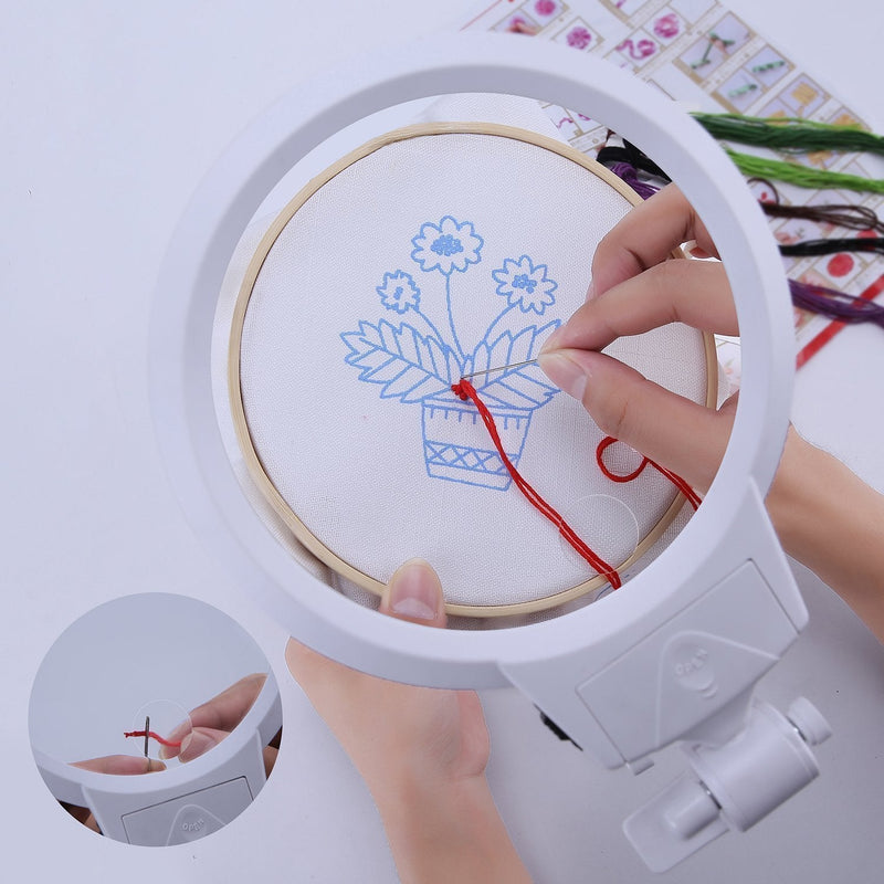 [Australia - AusPower] - Large Magnifier Folding & Hand held 2LED Light Lamp Jumbo 5.5 Inch Lens - Best Hands Free Magnifying Glass for Reading and Jewelry Design etc 