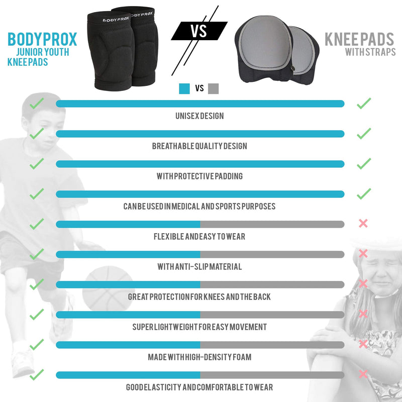 [Australia - AusPower] - Bodyprox Volleyball Knee Pads for Junior Youth, 1 Pair Unisex (8-13 Years) 8-13 Years 