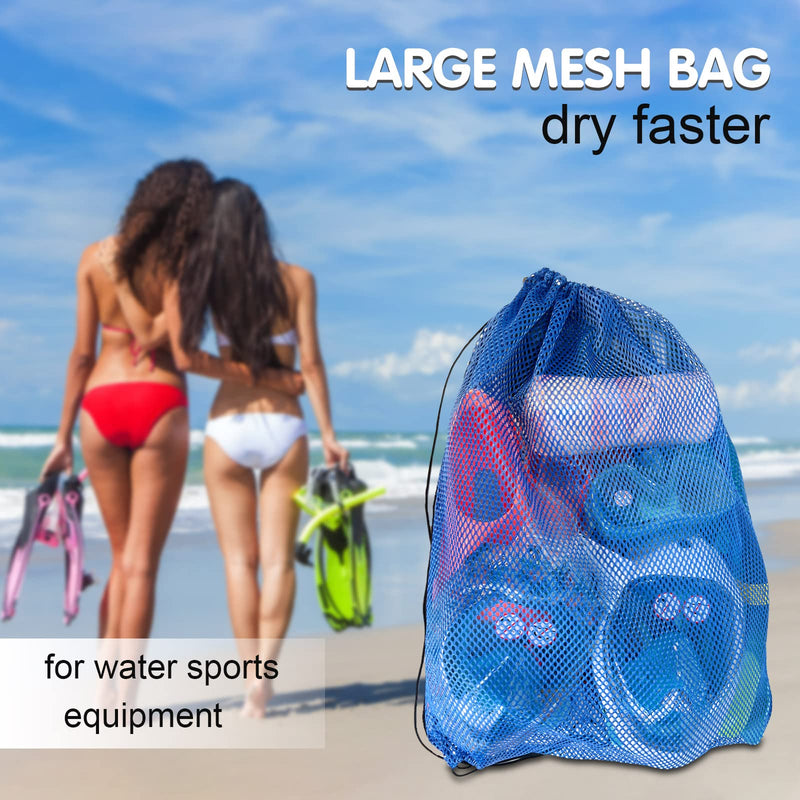 [Australia - AusPower] - 3 Pack Mesh Gear Bag For Snorkel Scuba Swim Dive Gear - ROKOXIN Oversized Drawstring Net Bag for Sports Equipment, Gym,Beach, Toys, Balls, Laundry, 27" X 19" 