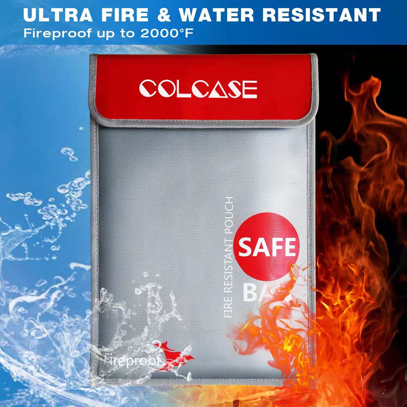 [Australia - AusPower] - COLCASE Fireproof Document Bag (2000 ℉ )15 x 11 Inches Silicone Coated Fireproof and Waterproof Money Bag Fireproof Safe Storage for Money , Documents , Jewelry and Passport 