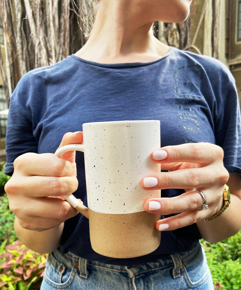 [Australia - AusPower] - Mora Ceramics Tea Cup with Loose Leaf Infuser, Spoon and Lid, 12 oz, Microwave and Dishwasher Safe Coffee Mug - Rustic Matte Ceramic Glaze, Modern Herbal Tea Strainer - Great Gift for Women, Petro 