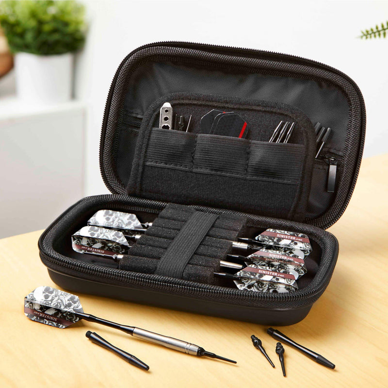 [Australia - AusPower] - Casemaster Sentinel 6 Dart Case, Holds Extra Accessories, Tips, Shafts and Flights, Compatible with Steel Tip and Soft Tip Darts, Impact & Water Resistant Tactech Shell, Sinister Skulls 