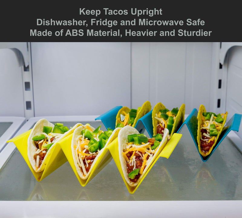 [Australia - AusPower] - Youngever 9 Pack Large Taco Holder Stands, Taco Plate, Taco Truck Tray Style, Dishwasher Top Rack Safe, Set of 9 Assorted Colors 