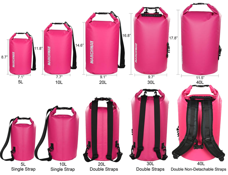 [Australia - AusPower] - MARCHWAY Floating Waterproof Dry Bag 5L/10L/20L/30L/40L, Roll Top Sack Keeps Gear Dry for Kayaking, Rafting, Boating, Swimming, Camping, Hiking, Beach, Fishing Pink 20L 